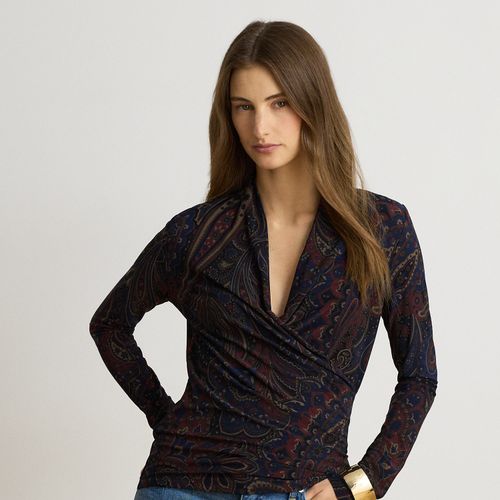 Haut col V croisé motif cachemire jersey - Lauren - Modalova