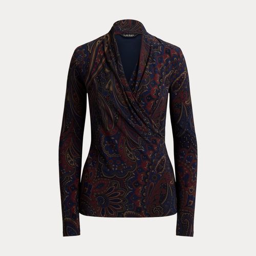 Haut col V croisé motif cachemire jersey - Lauren - Modalova