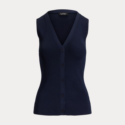 Cardigan côtelé sans manches à col en V - Lauren - Modalova