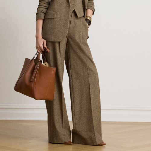 Pantalon large prince-de-galles en laine - Lauren - Modalova