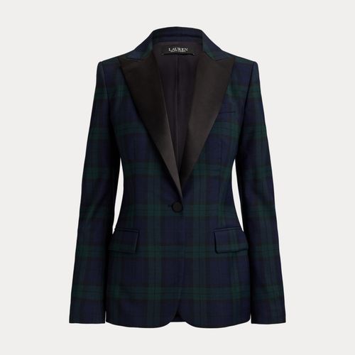 Blazer en sergé et satin Black Watch - Lauren - Modalova