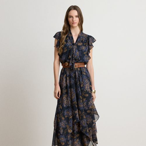 Robe lavallière en georgette froissée - Lauren - Modalova