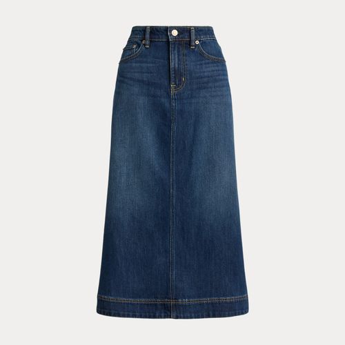 Jupe trapèze mi-longue en denim - Lauren - Modalova