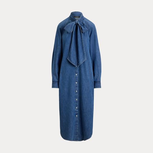 Robe-chemise lavallière en denim - Lauren - Modalova