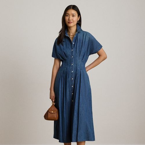 Robe-chemise plissée en denim - Lauren - Modalova