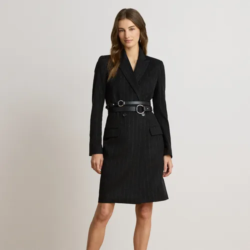 Robe croisée rayée en laine mélangée - Lauren - Modalova