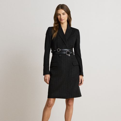 Robe croisée rayée en laine mélangée - Lauren - Modalova