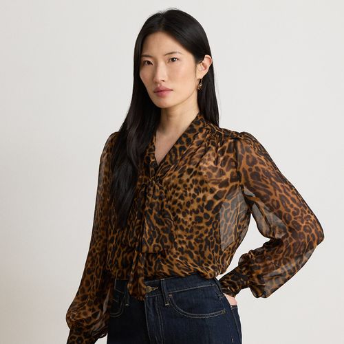 Chemisier motif ocelot à lavallière - Lauren - Modalova