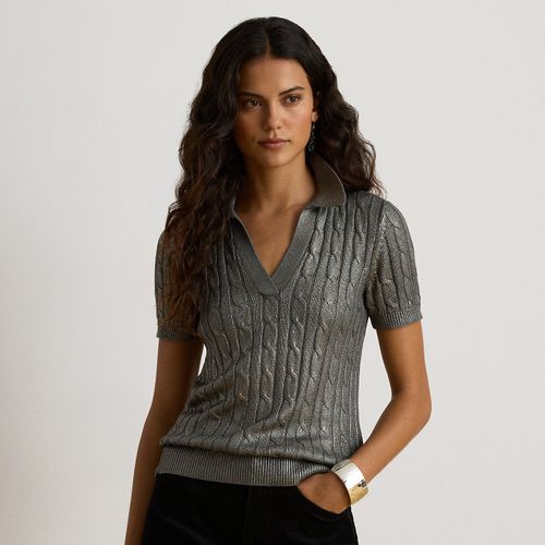 Pull torsadé métallisé à manches courtes - Lauren - Modalova