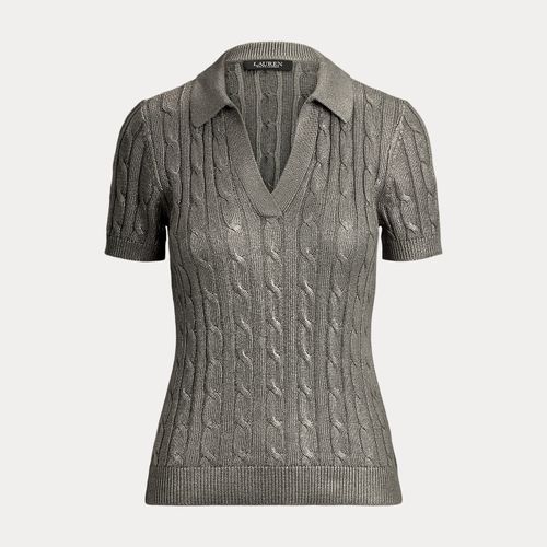 Pull torsadé métallisé à manches courtes - Lauren - Modalova