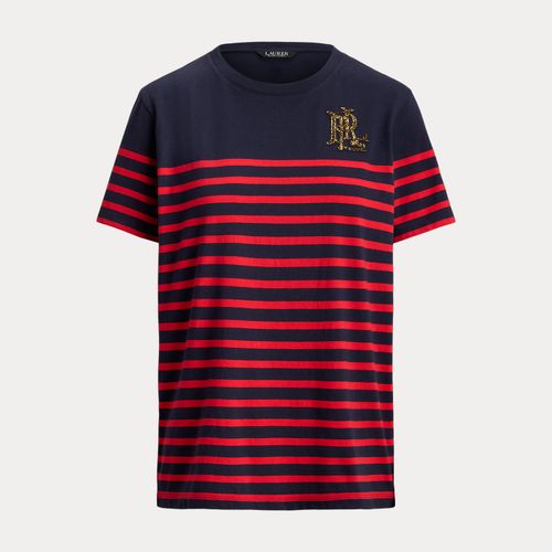 T-shirt rayé logo perlé jersey de coton - Lauren - Modalova