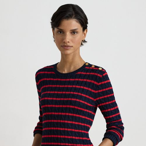 Pull torsadé et rayé à boutons - Lauren - Modalova