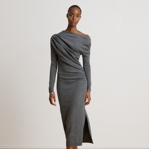 Robe asymétrique plissée en laine - Lauren - Modalova