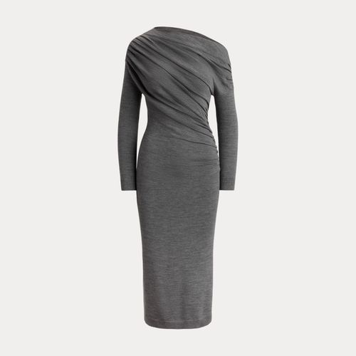 Robe asymétrique plissée en laine - Lauren - Modalova