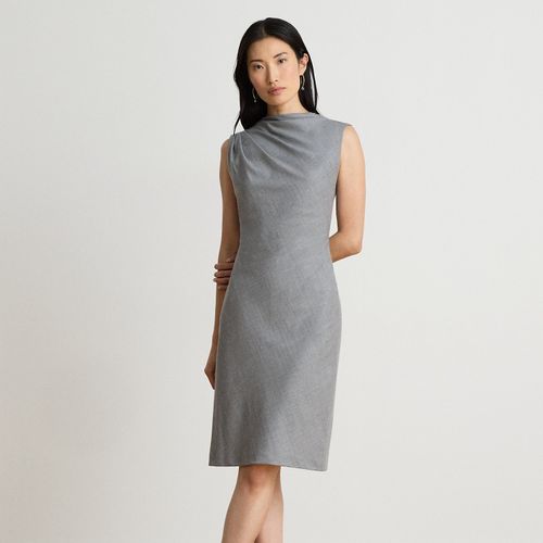 Robe plissée sans manches laine chinée - Lauren - Modalova