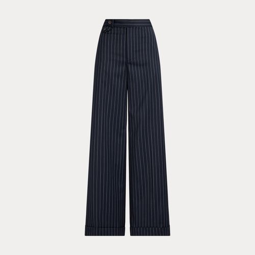Pantalon large sergé de laine milleraies - Lauren - Modalova