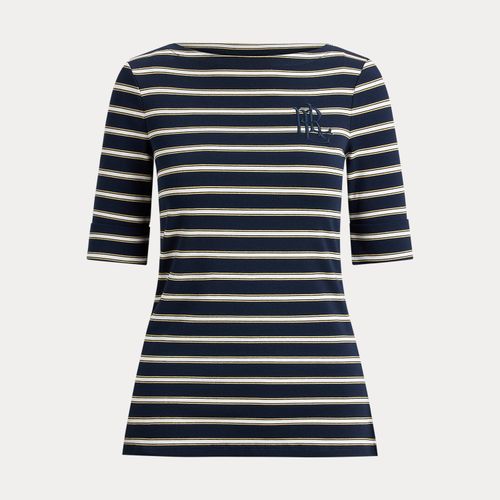 T-shirt à rayures métallisées col bateau - Lauren - Modalova