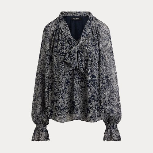 Blouse lavallière en georgette à motif - Lauren - Modalova