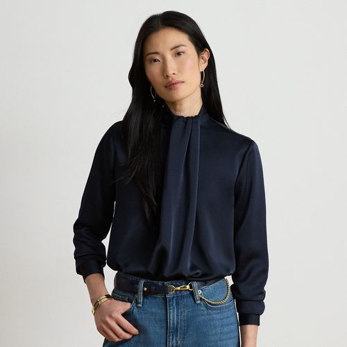 Blouse col cheminée en charmeuse - Lauren - Modalova