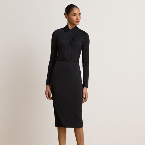 Robe ceinturée à col cheminée en jersey - Lauren - Modalova