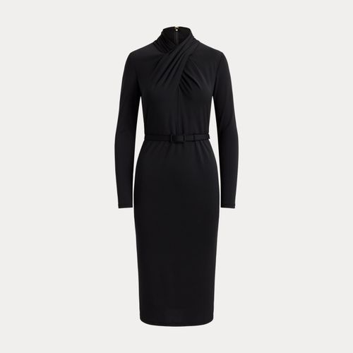 Robe ceinturée à col cheminée en jersey - Lauren - Modalova