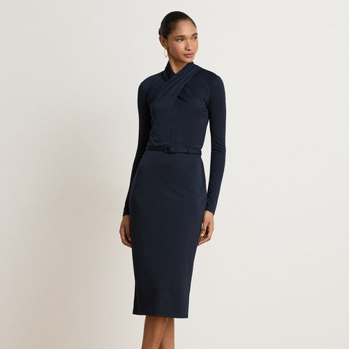 Robe ceinturée à col cheminée en jersey - Lauren - Modalova