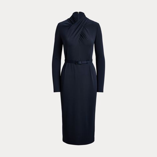 Robe ceinturée à col cheminée en jersey - Lauren - Modalova