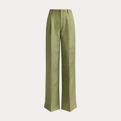 Pantalon large en sergé de lin mélangé - Lauren - Modalova