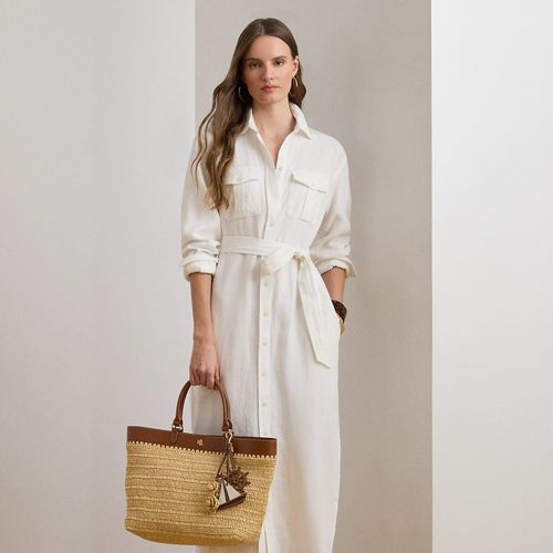 Robe-chemise ceinturée mi-longue en lin - Lauren - Modalova