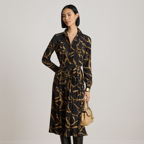 Robe-chemise plissée motif brides crêpe - Lauren - Modalova