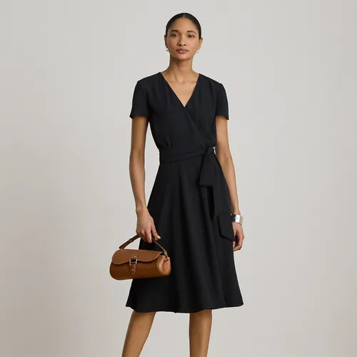 Robe ceinturée col en V croisé georgette - Lauren - Modalova