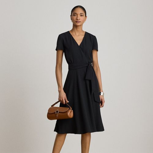Robe ceinturée col en V croisé georgette - Lauren - Modalova