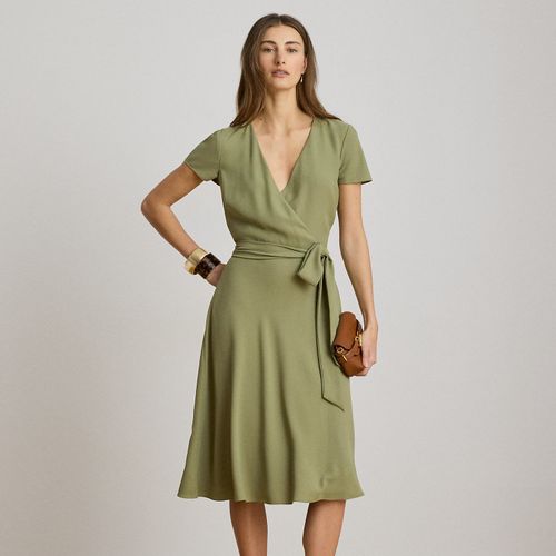 Robe ceinturée col en V croisé georgette - Lauren - Modalova