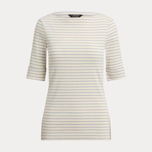 T-shirt rayé à encolure bateau en coton - Lauren - Modalova