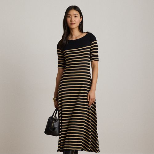 Robe mi-longue rayée et côtelée en coton - Lauren - Modalova