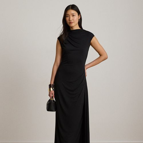 Robe mi-longue plissée col bateau jersey - Lauren - Modalova