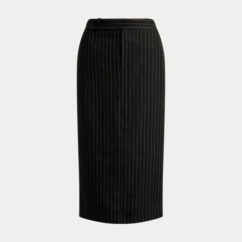 Jupe crayon mi-longue rayures tennis lin - Lauren - Modalova