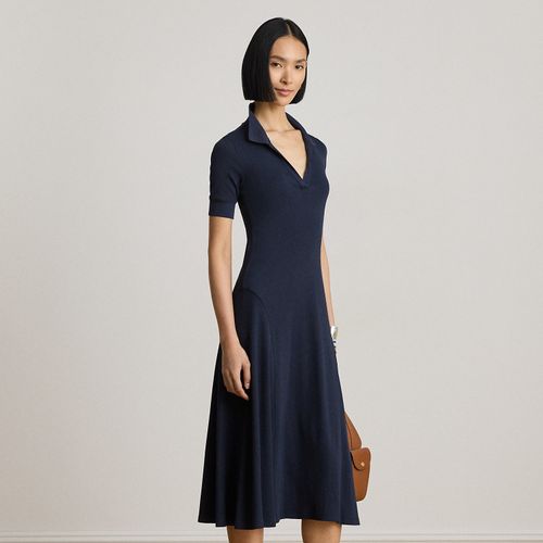Robe polo côtelée à manches trois-quarts - Lauren - Modalova