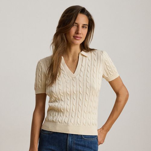 Pull torsadé à manches courtes en coton - Lauren - Modalova
