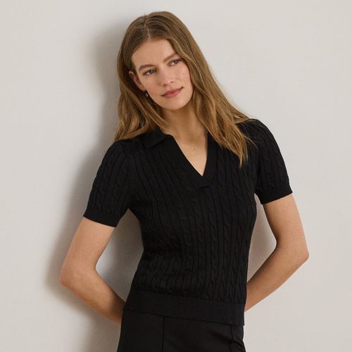 Pull torsadé à manches courtes en coton - Lauren - Modalova