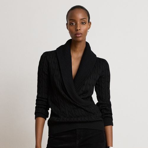 Pull col châle torsadé en coton mélangé - Lauren - Modalova