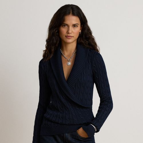 Pull col châle torsadé en coton mélangé - Lauren - Modalova