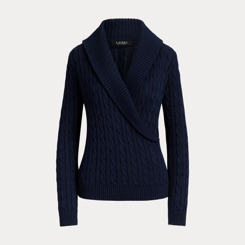 Pull col châle torsadé en coton mélangé - Lauren - Modalova