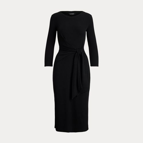 Petite - Robe col rond devant noué coton mélangé - Lauren Petite - Modalova