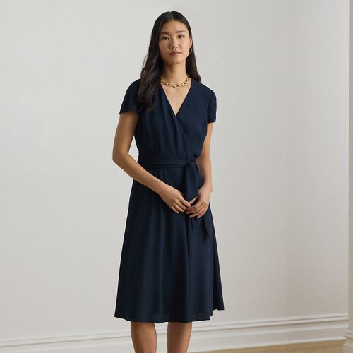 Petite - Robe ceinturée col en V croisé georgette - Lauren Petite - Modalova