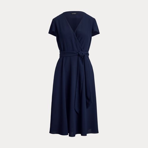 Petite - Robe ceinturée col en V croisé georgette - Lauren Petite - Modalova