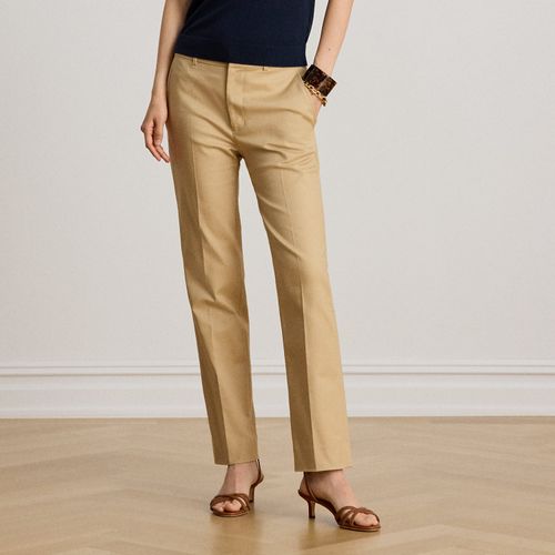 Petite - Pantalon slim droit en coton double face - Lauren Petite - Modalova