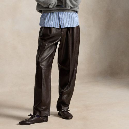 Pantalon à pinces ceinturé en cuir - Polo Ralph Lauren - Modalova