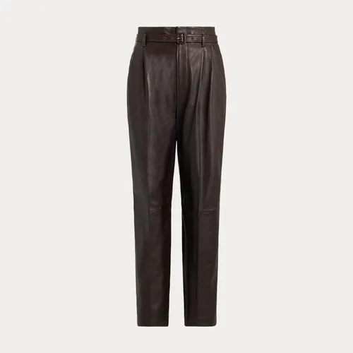 Pantalon à pinces ceinturé en cuir - Polo Ralph Lauren - Modalova