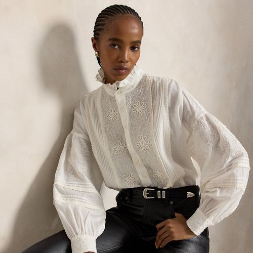 Chemise brodée à col volanté - Polo Ralph Lauren - Modalova